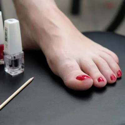 Fußpflege - lackierte Fußnägel